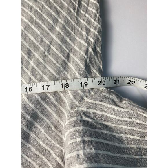 Jones New York Gray White Striped 100% Linen Asymmetrical Tunic Size Medium - Picture 5 of 7